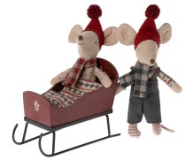 maileg sleigh, mouse - red