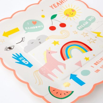 meri meri unicorn plates, small (8 st)