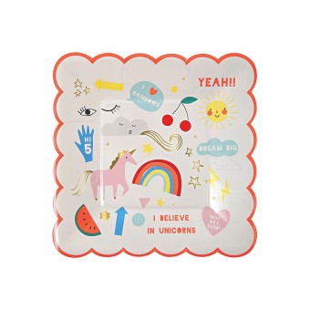 meri meri unicorn plates, small (8 st)