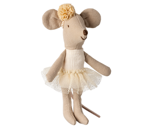 maileg ballerina mouse, little sister - off white