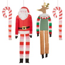 meri meri long legged santa & reindeer decorations