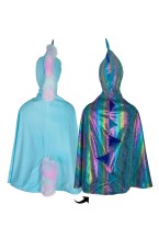 unicorn dragon reversible cape - blauw (5-6 jr)