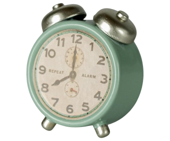 maileg alarm clock, mouse - mint