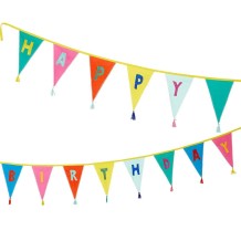 fabric garland - rainbow embroidered happy bday (3m) 