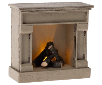 maileg fireplace, mouse - off white