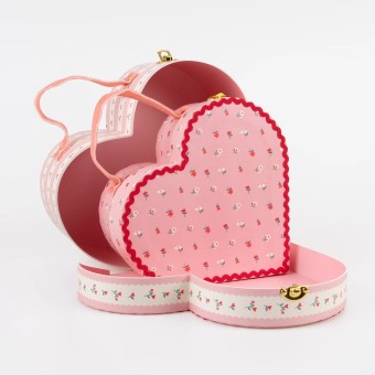 meri meri vintage rose heart suitcases (set of 2)