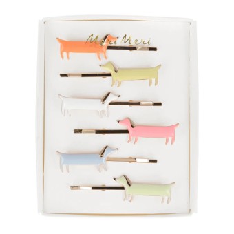 meri meri sausage dog enamel hair slides