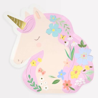 meri meri meadow unicorns shaped plates 