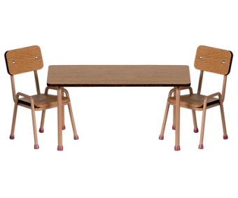 maileg table and chair set, mouse - dark powder