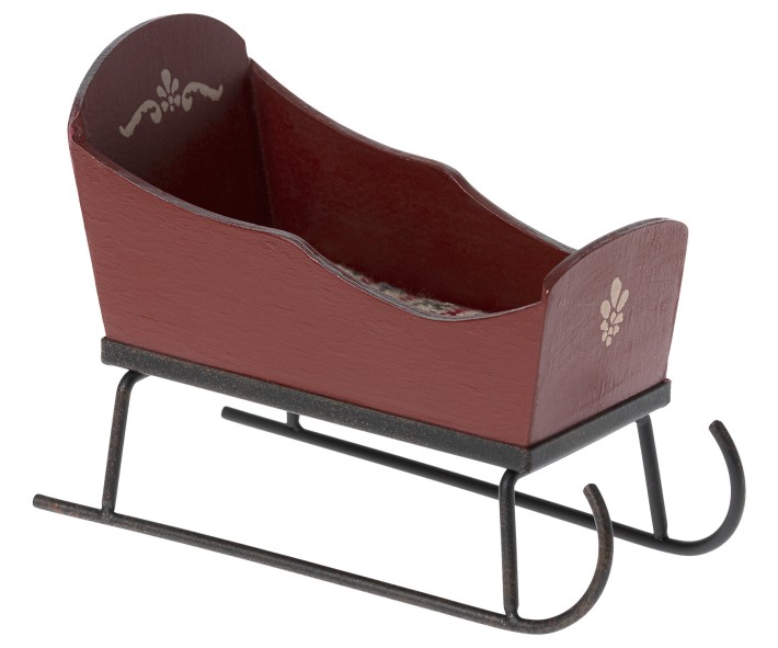 maileg sleigh, mouse - red