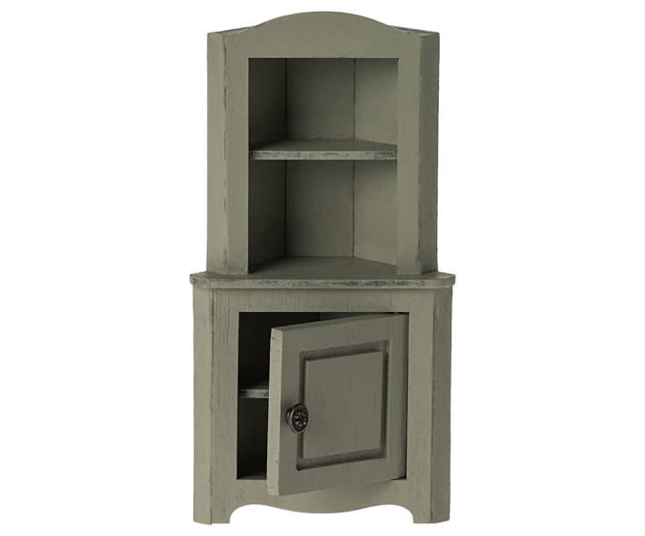 maileg corner cabinet, mouse - light green