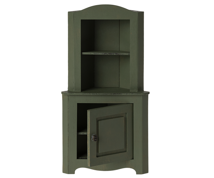 maileg miniature corner cabinet - dark green