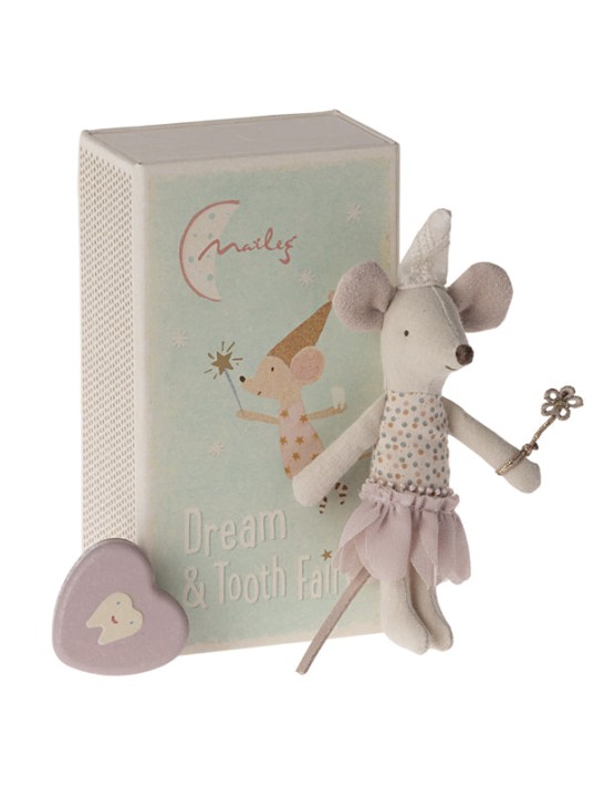 maileg tooth fairy mouse, little sister in matchbox