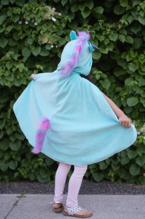 unicorn dragon reversible cape - blauw (5-6 jr)