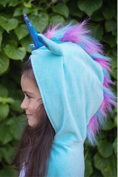 unicorn dragon reversible cape - blauw (5-6 jr)