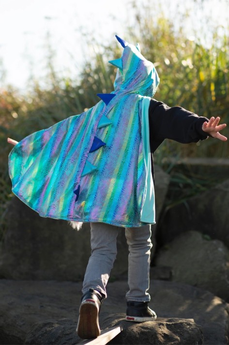 unicorn dragon reversible cape - blauw (5-6 jr)