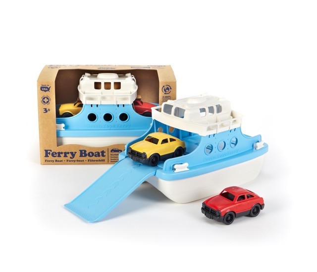 blue and white ferry - green toys