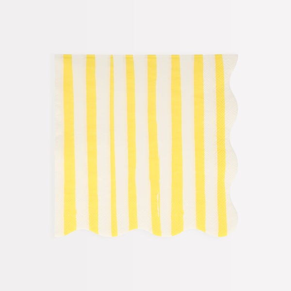 meri meri yellow stripe napkins, large