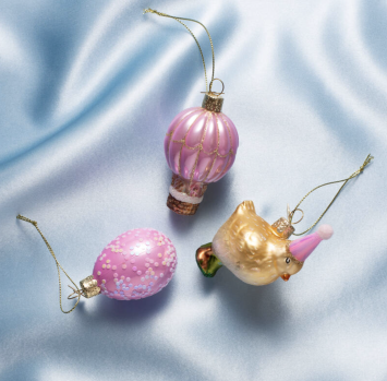 easter ornament set hot air balloon, egg & rabbit