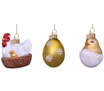 easter ornament set chicken, egg & chick