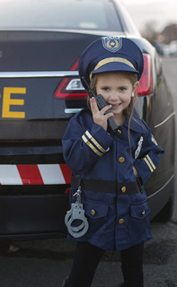 police officer with accessories in garment bag (5-6 jr)