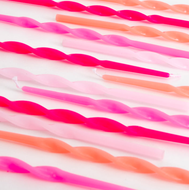 meri meri pink twisted long candles