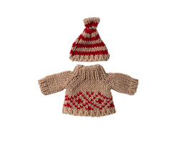 maileg knitted sweater and hat, mum mouse 