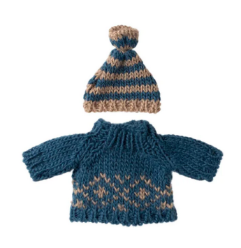 maileg knitted sweater and hat, dad mouse