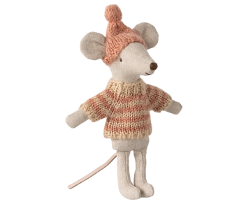 maileg knitted sweater and hat, big sister mouse